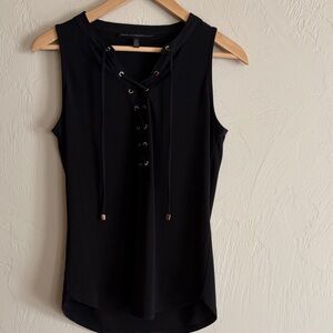 White House Black Market Black Lace-Up Sleeveless Top. Worn Once!